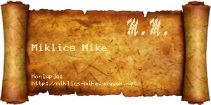 Miklics Mike névjegykártya